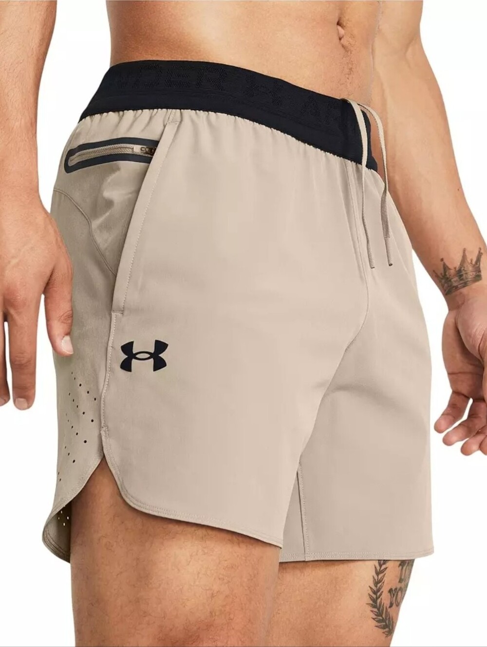 NWT Under Armour Men's Vanish Elite Shorts Small Timberwolf Taupe/Black